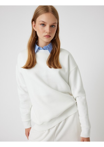 Basic Oversize Sweatshirt Uzun Kollu Bisiklet Yaka