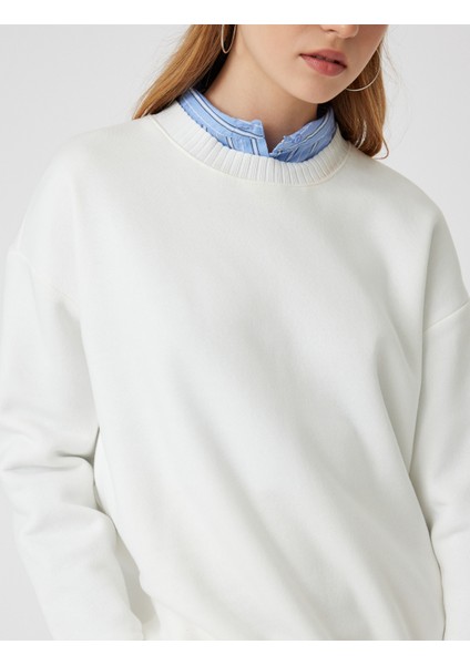 Basic Oversize Sweatshirt Uzun Kollu Bisiklet Yaka