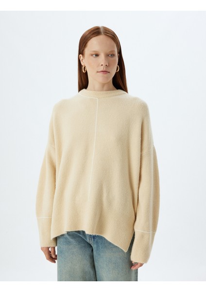 Oversize Triko Kazak Yumuşak Dokulu Uzun Kollu Bisiklet Yaka modelleri