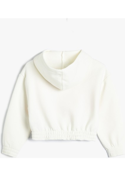 Kapşonlu Crop Sweatshirt Pamuklu Slogan Baskılı fiyatları