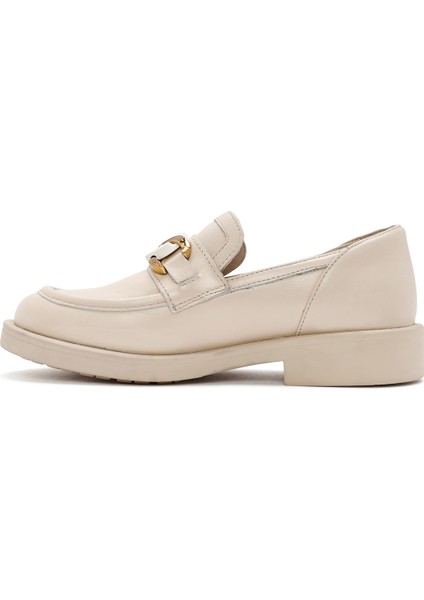 Kadın Bej Toka Detaylı Maskülen Loafer 24WFD511718