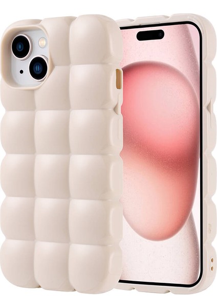 Apple iPhone 15 Kılıf Parlak Esnek Kabartmalı Çıkıntılı Küp Dilimli Dom Dom Kapak