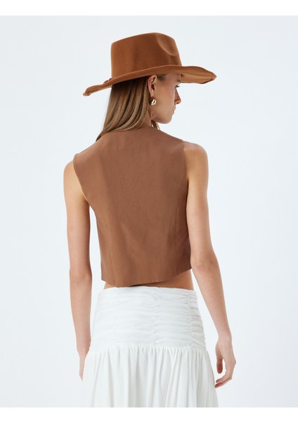 Fiyonklu Önü Bağcıklı Crop Yelek V Yaka Modal Kumaş fırsatları