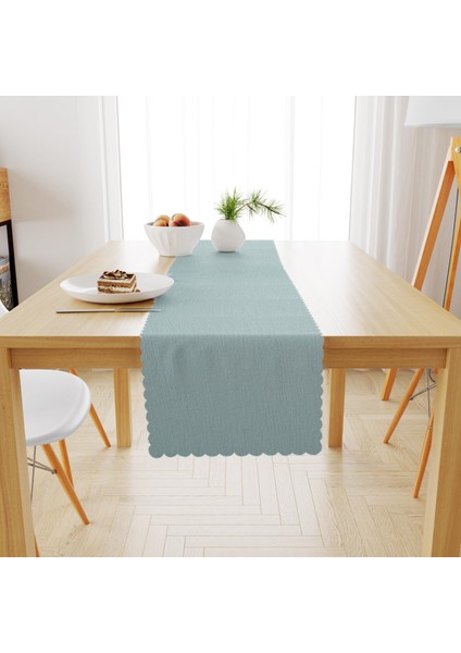 Buz Mavisi Kadife Dokulu Runner 40x180