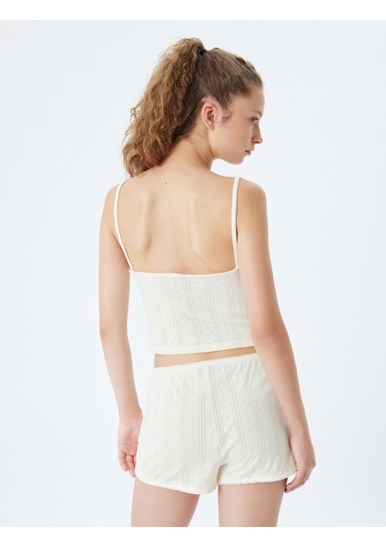 Askılı Crop Pijama Üstü Kiraz Baskılı Pamuklu fırsatları