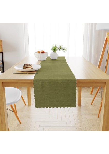 Fıstık Yeşili Kadife Dokulu Runner 40x180