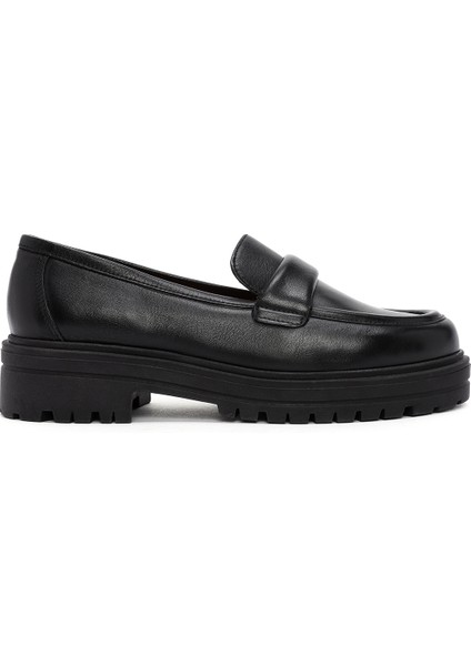 Gritti Kadın Siyah Deri Maskülen Loafer 24WFD110418