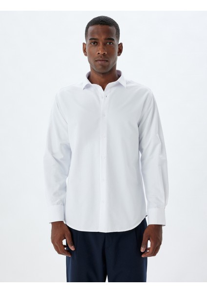 Yarım Italyan Yaka Gömlek Basic Uzun Kollu Pamuk Karışımlı modelleri