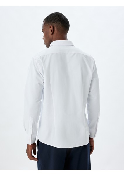 Yarım Italyan Yaka Gömlek Basic Uzun Kollu Pamuk Karışımlı fırsatları