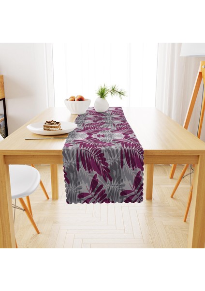 Dal Desenli Modern Gri Zemin Mor Runner 40x140