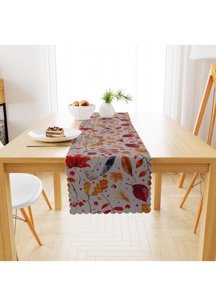 Sonbahar Yaprak Temalı Desenli Runner 40x140
