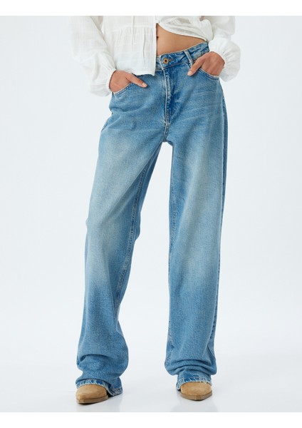 Bol Kot Pantolon Düz Uzun Paça Normal Bel Cepli Düğmeli Pamuklu Longer Straight Fit Jean modelleri