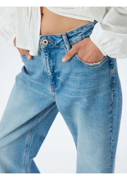 Bol Kot Pantolon Düz Uzun Paça Normal Bel Cepli Düğmeli Pamuklu Longer Straight Fit Jean indirimleri