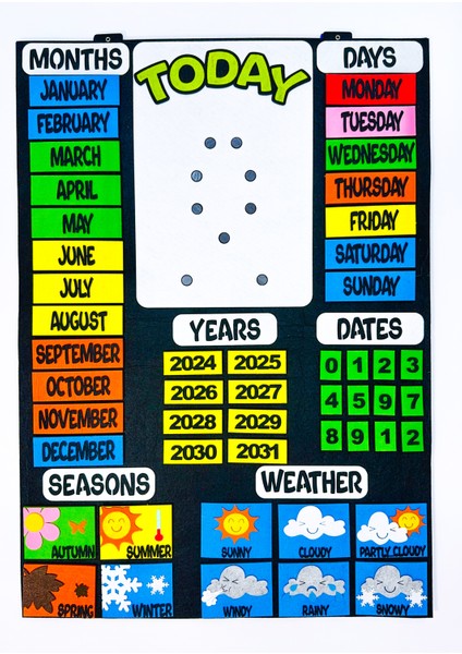 Keçeli Dünyam Calendar Ingilizce Takvim Interaktif Keçe Eğitim Materyali