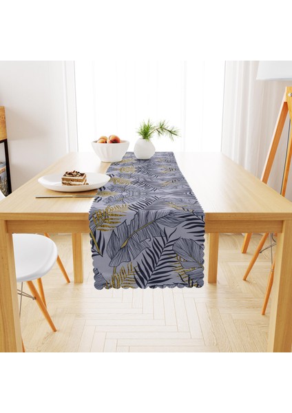 Palmiye Desenli Sarı Gri Runner 40x140
