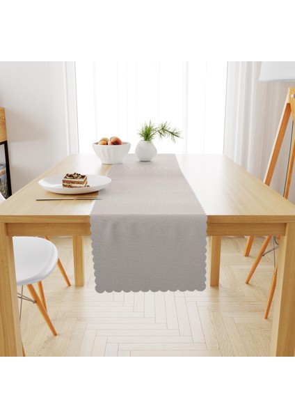Ekru Kadife Dokulu Runner 40x180