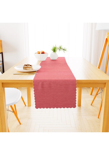 Gül Rengi Kadife Dokulu Runner 40x180
