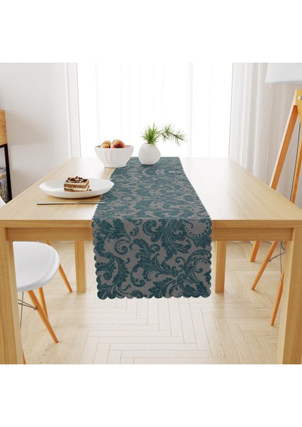 Eskitme Kot Desenli Yeşil Runner 40x140