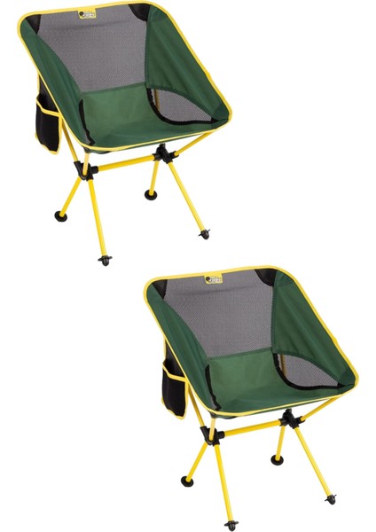 2 Adet Pratik Cepli / Çantalı Kamp Sandalyesi Yeşil