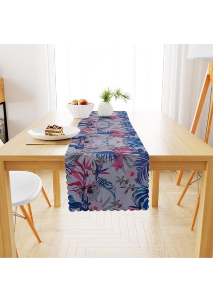 Çiçek Desenli Kırmızı Mavi Çiçekli Runner 40x140