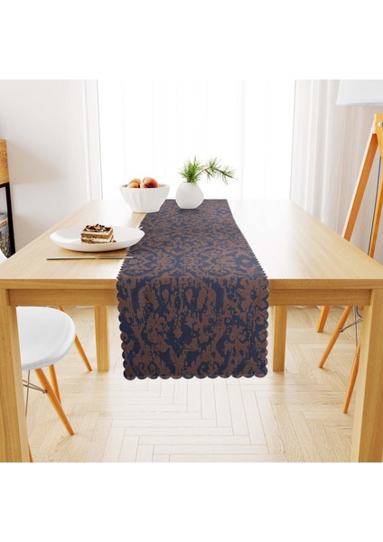 Damask Desenli Mavi Runner 40x140