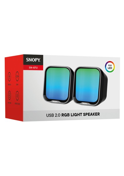 SN-87U 2.0 Mini Rgb Işıklı 2WX2CH Siyah USB Gaming Speaker Hoparlör