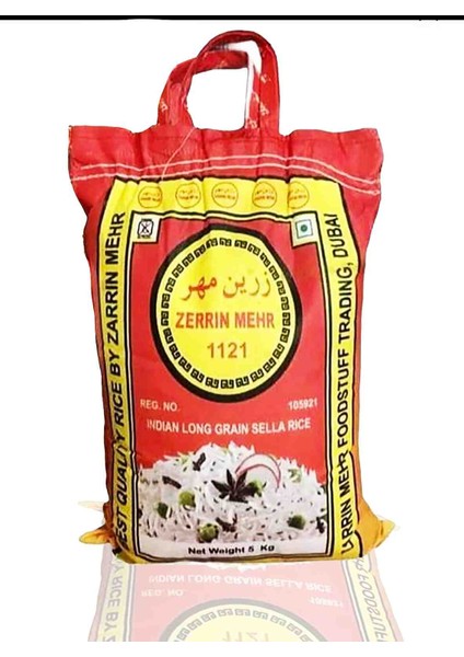 Zerrin Mehr 5 kg Iri Taneli Zerrin Mehr Basmati Pirinç. 1121 Grain Long Sella Rice. Iran Hint. Zarrin