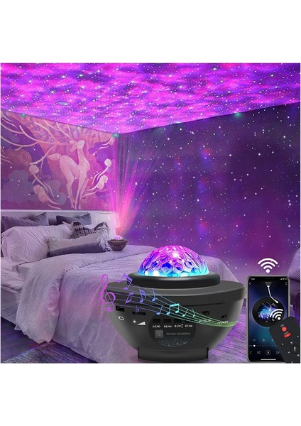Gece Lambası Bluetooth Hoparlör Bluetooth Lazer Işıklı Sese Duyarlı Hoparlör Gece Lambası Disko Lambası Parti Lambası