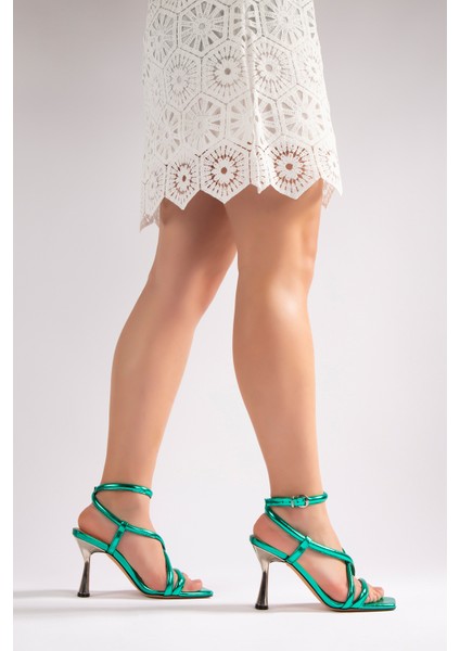 Silva Kadın Topuklu Sandalet Yeşil Metalik fiyatları