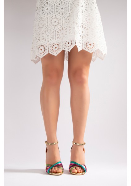 Siena Kadın Abiye Topuklu Sandalet Altın Rengarenk fırsatları