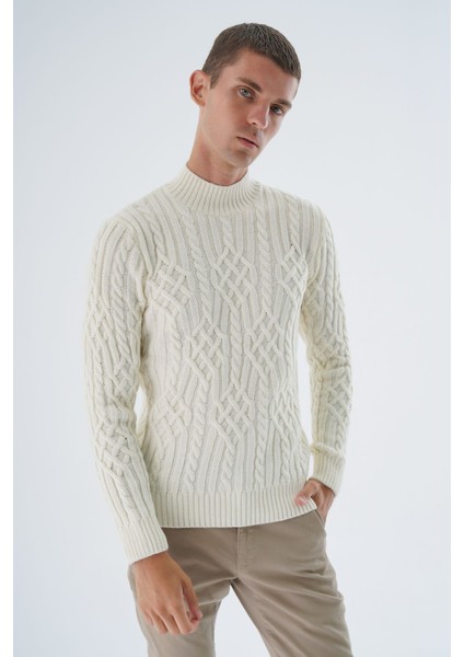 Erkek Kemik Yarım Balıkçı Fitilli Yürütme Saç Örgülü Yün Triko Örme Kazak TRIST-5343 fiyatları