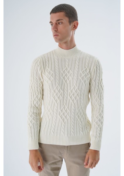 Erkek Kemik Yarım Balıkçı Fitilli Yürütme Saç Örgülü Yün Triko Örme Kazak TRIST-5343 fırsatları