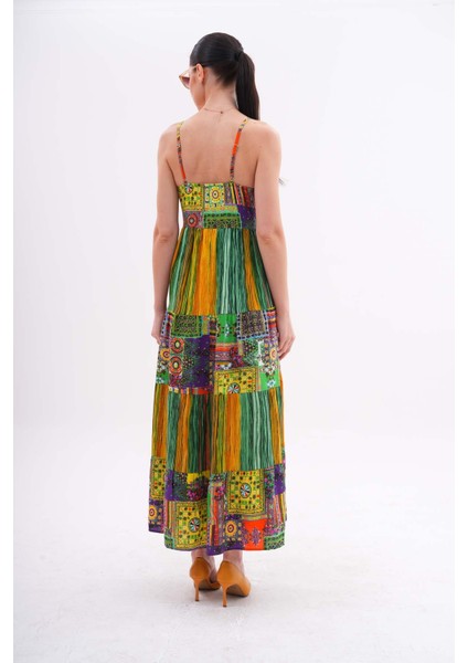 Kadın Etnik Desenli Ip Askılı Uzun Elbise indirimleri