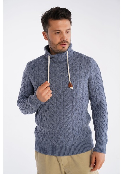 Havacı Erkek Boru Yaka Saç Örgülü Triko Yün Kazak TRIST-5322 fırsatları