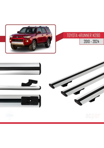 Toyota 4runner (N280) 2010 ve Sonrası ile Uyumlu Basıc Model Ara Atkı Tavan Barı Gri 3 Adet modelleri