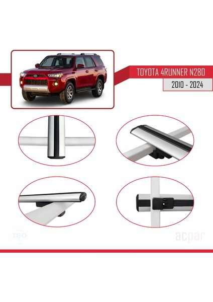 Toyota 4runner (N280) 2010 ve Sonrası ile Uyumlu Basıc Model Ara Atkı Tavan Barı Gri 3 Adet fırsatları
