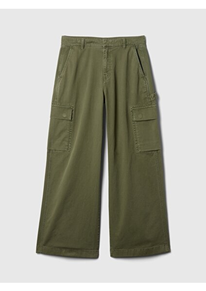 Kadın Haki Low Rise Baggy Kargo Khaki Pantolon