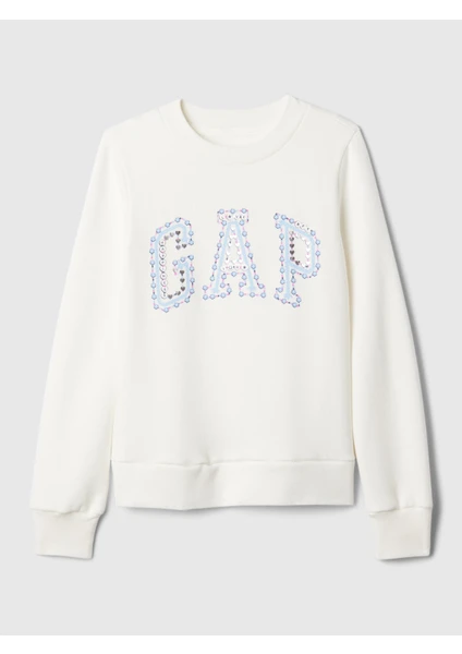 Kız Çocuk Kırık Beyaz Gap Logo Fleece Sweatshirt