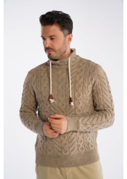 Vizon Erkek Boru Yaka Saç Örgülü Triko Yün Kazak TRIST-5322