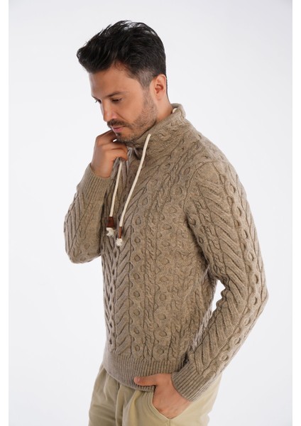 Vizon Erkek Boru Yaka Saç Örgülü Triko Yün Kazak TRIST-5322 modelleri