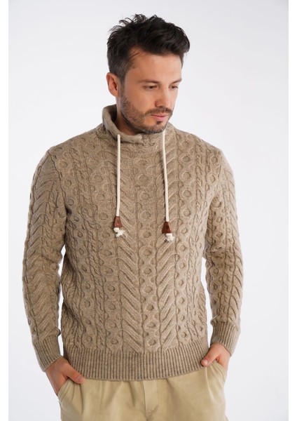 Vizon Erkek Boru Yaka Saç Örgülü Triko Yün Kazak TRIST-5322 fırsatları