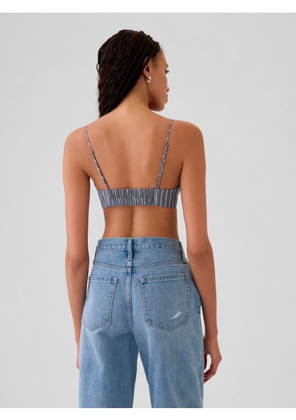 Kadın Mavi Organik Pamuk Crop Bralet