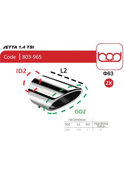 Egzoz Ucu 803-965 Volkswagen Jetta 1.4 Tsı