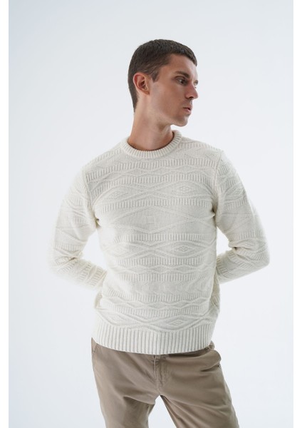 Erkek Kemik Bisiklet Yaka Linx Baklava Desenli Yün Triko Örme Kazak TRIST-5332 fiyatları