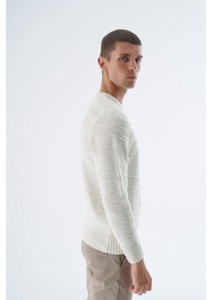 Erkek Kemik Bisiklet Yaka Linx Baklava Desenli Yün Triko Örme Kazak TRIST-5332 modelleri