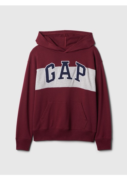 Erkek Çocuk Kırmızı Gap Logo Colorblock Fransız Havlu Kumaş Sweatshirt