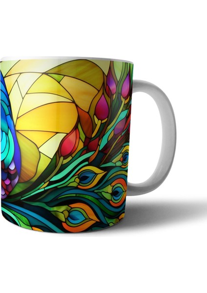 Tavuskuşu Tavus Kuşu Peacock Kupa Bardak Model 5