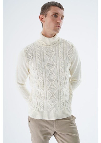 Erkek Kemik Balıkçı Yaka Yürütme Saç Örgülü Yün Triko Örme Kazak TRIST-5336 fiyatları