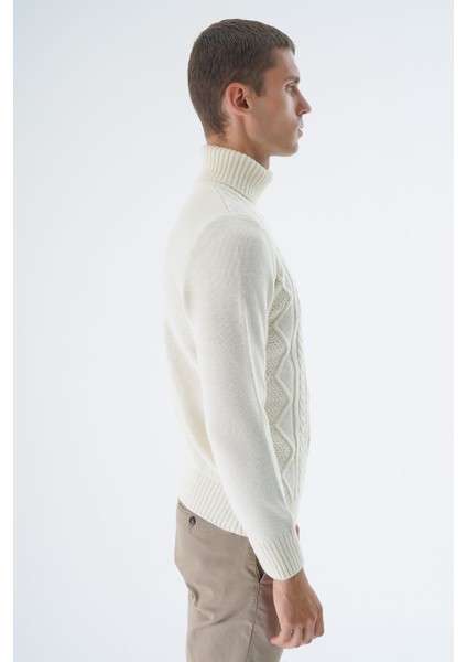 Erkek Kemik Balıkçı Yaka Yürütme Saç Örgülü Yün Triko Örme Kazak TRIST-5336 modelleri
