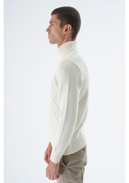 Erkek Kemik Balıkçı Yaka Yürütme Saç Örgülü Yün Triko Örme Kazak TRIST-5336 indirimleri